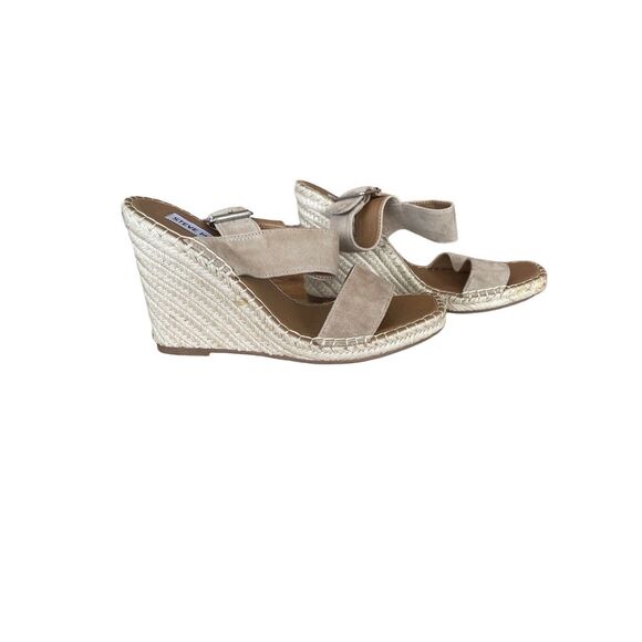 Steve Madden Shoes - Steve Madden Womens Tan Leather Upper Espadrille Heel Uri Wedge Sandal Size 7.5